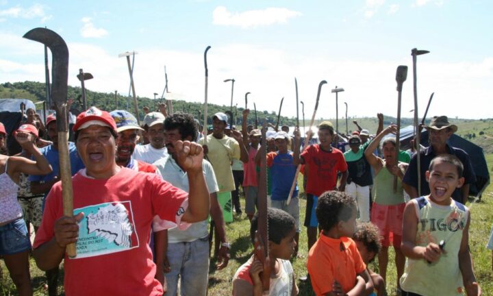 Brazilian protestors from Movimento Sem Terra occupy a farm in Guaratinga.